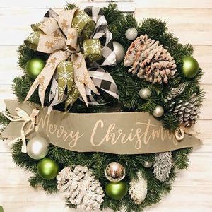 Merry Christmas Green Christmas Wreath